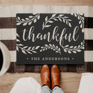 Thankful Branches Personalized Doormat