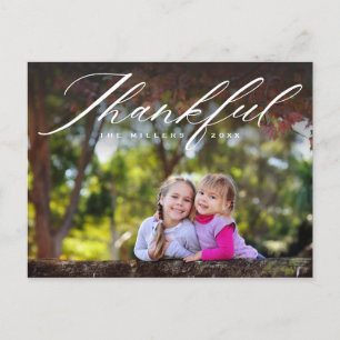 Thankful Calligraphy   Full Photo Thanksgiving Holiday Postcard