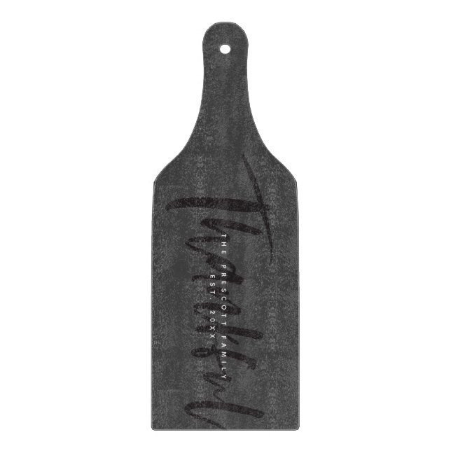 Thankful chic black brush lettering Thanksgiving Cutting Board (Front)