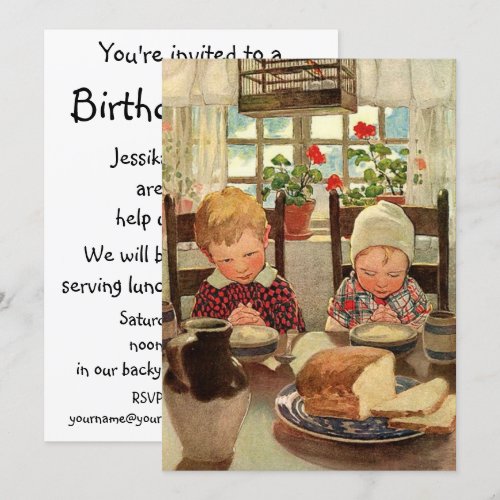 Vintage Children, Twins Birthday Party Announcements