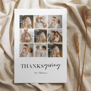 Thankful Collage Family Photo Card Elegant White