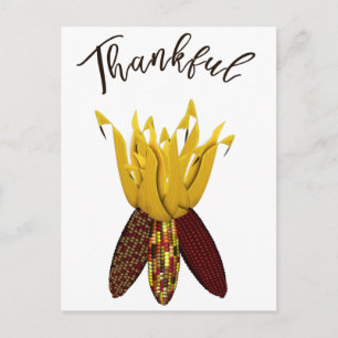 Thankful - Colorful Autumn Indian Corn Postcard