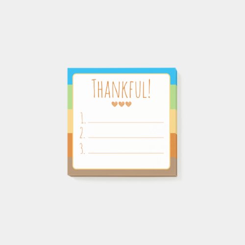Thankful Colorful Autumn Typography Gratitude List Post_it Notes