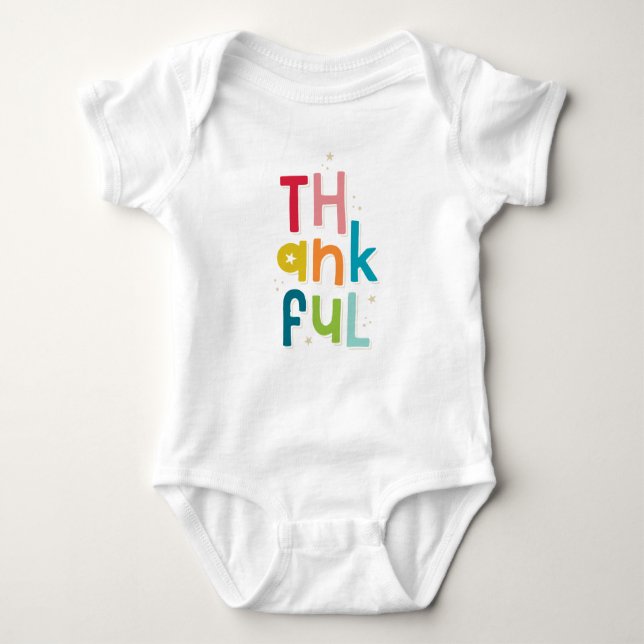 THANKFUL colorful bright modern typography Baby Bodysuit (Front)