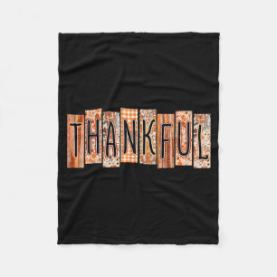 Thankful Coquette Bow Floral Cute Thanksgiving Aut Fleece Blanket