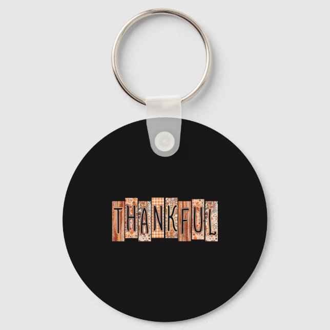 Thankful Coquette Bow Floral Cute Thanksgiving Aut Keychain (Front)