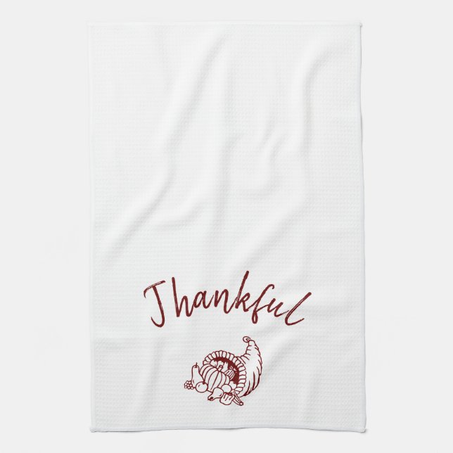 Thankful Cornucopia Harvest Kitchen Towel (Vertical)