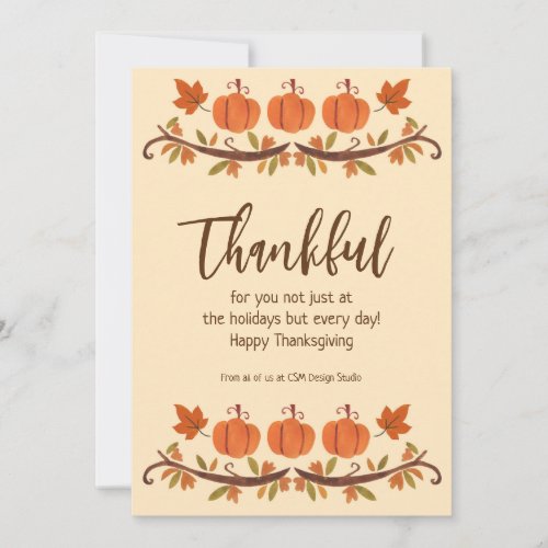 Thankful Custom Logo Thanksgiving Holiday Card