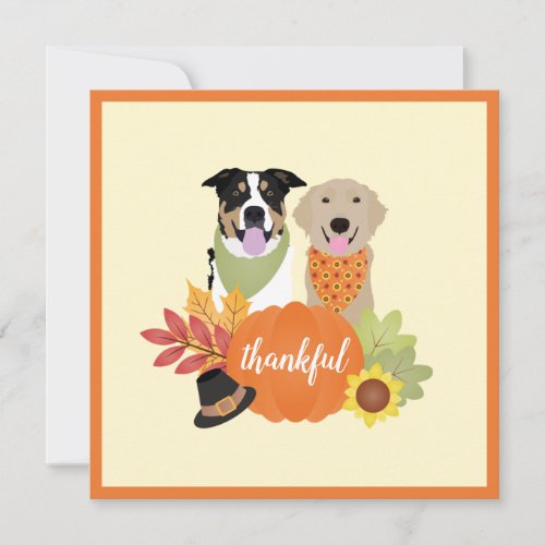Thankful Dogs Thanksgiving Harvest Pumpkins Card