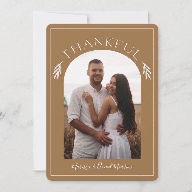 Thankful Dome Leaf Thanksgiving Holiday Photo Card (Front)