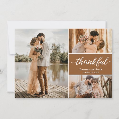 Thankful Earth_Tone Wedding Photo Thank You Card