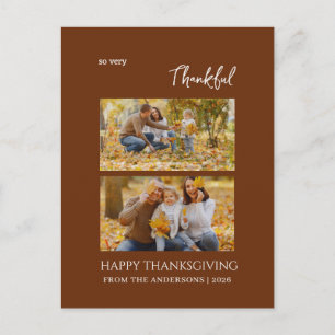 Thankful Elegant Happy thanksgiving family 2 photo Holiday Postcard