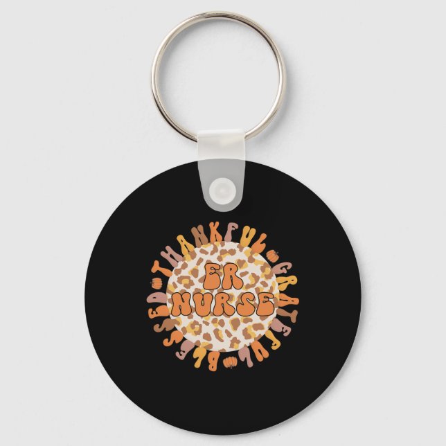 Thankful Emergency Nurse Thanksgiving ER Nurse  Keychain (Front)