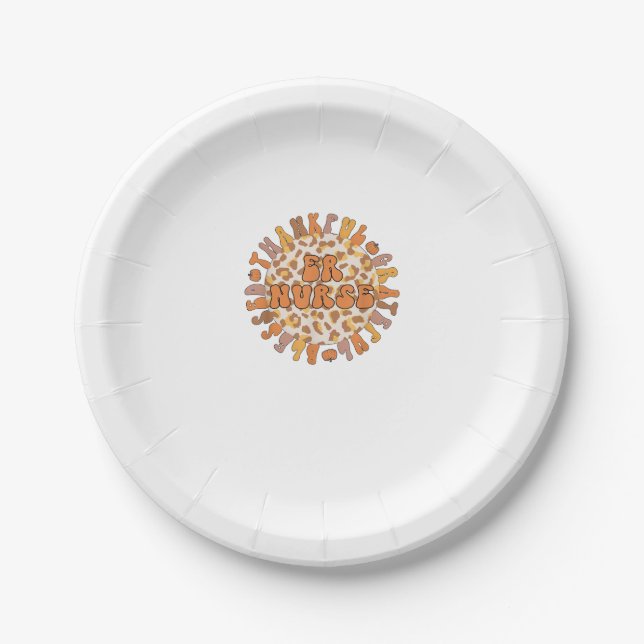 Thankful Emergency Nurse Thanksgiving ER Nurse  Paper Plates (Front)