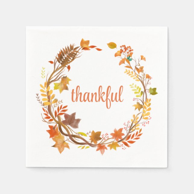 Thankful Fall Colors Autumn Modern Thanksgiving Napkins (Front)