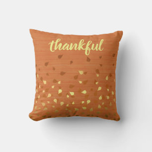 Thankful Fall Leaves Thanksgiving Throw Pillow