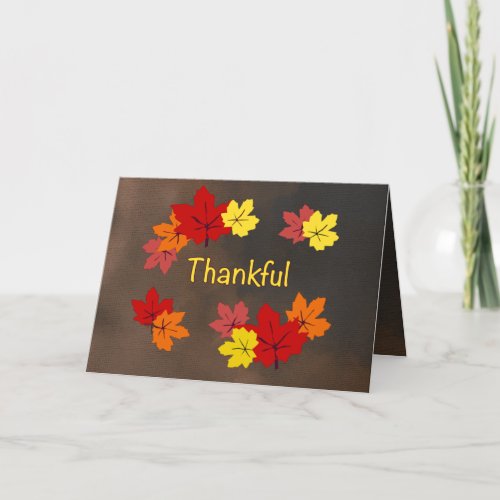 Thankful Fall Maple Leaves Holiday Card