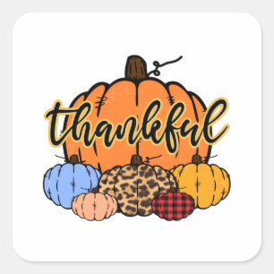 Thankful Fall Pumpkins Design Square Sticker