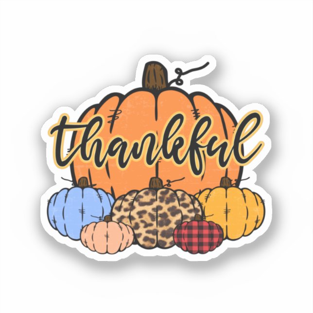Thankful Fall Pumpkins Design Sticker (Front)