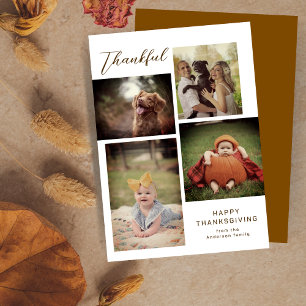 Thankful Family Collage Modern Thanksgiving Photo Holiday Card