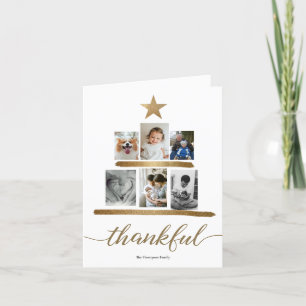 "Thankful" Family Photo Christmas Tree Collage Ca Holiday Card