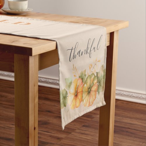 Thankful Family Pumpkin Thanksgiving Dinner Short Table Runner