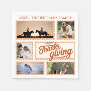 Thankful Family Thanksgiving Photo Collage Keepsak Napkins