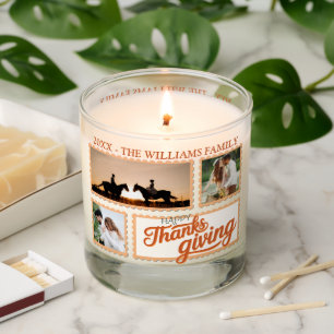 Thankful Family Thanksgiving Photo Collage Keepsak Scented Candle