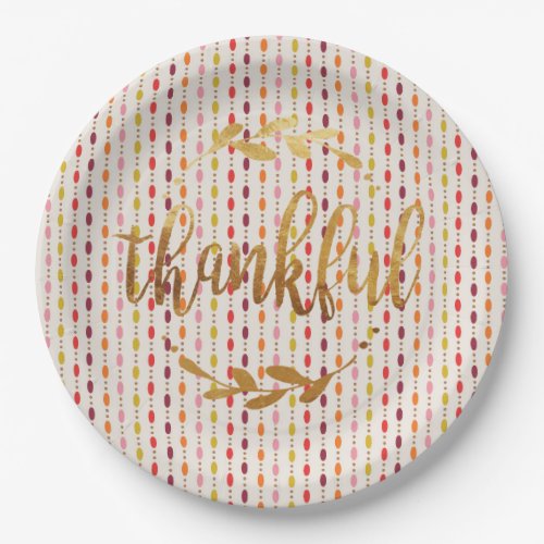 Thankful Faux Gold Fall Multi Color Ovals Paper Plates