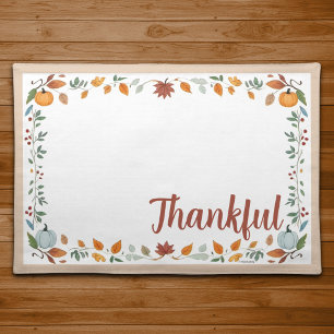 Thankful Floral Thanksgiving Placemat - Beige