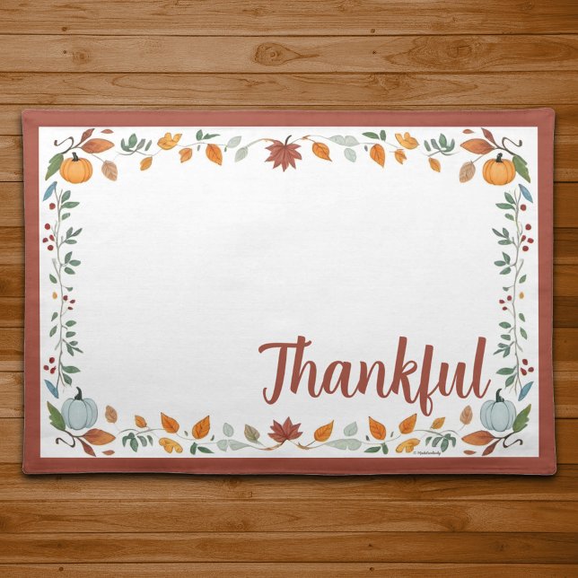 Thankful Floral Thanksgiving Placemat - Brown (Creator Uploaded)
