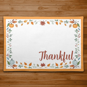 Thankful Floral Thanksgiving Placemat - Orange