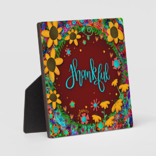 Thankful Floral Whimsical Daisies Inspirivity Plaque