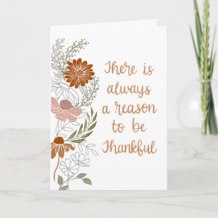 Thankful Flowers and Leaves Blank Inside  Card
