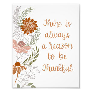 Thankful Flowers and Leaves Photo Print