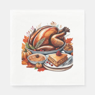 Thankful & Fly Turkey – Colorful Urban Cartoon Ove Napkins