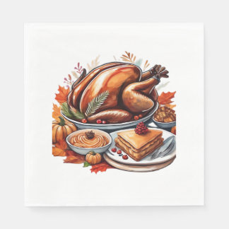 Thankful & Fly Turkey – Colorful Urban Cartoon Ove Napkins
