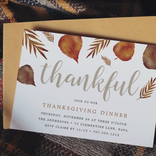 Thankful Foliage  Thanksgiving Dinner Invitation