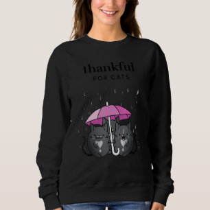 Thankful for Cats Women's Thanksgiving Tuxedo Cat  Sweatshirt