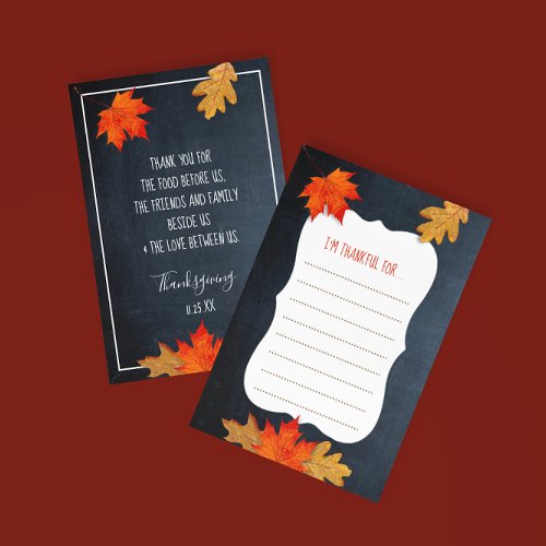 Thankful For Chalkboard Thanksgiving Placecards RSVP Card