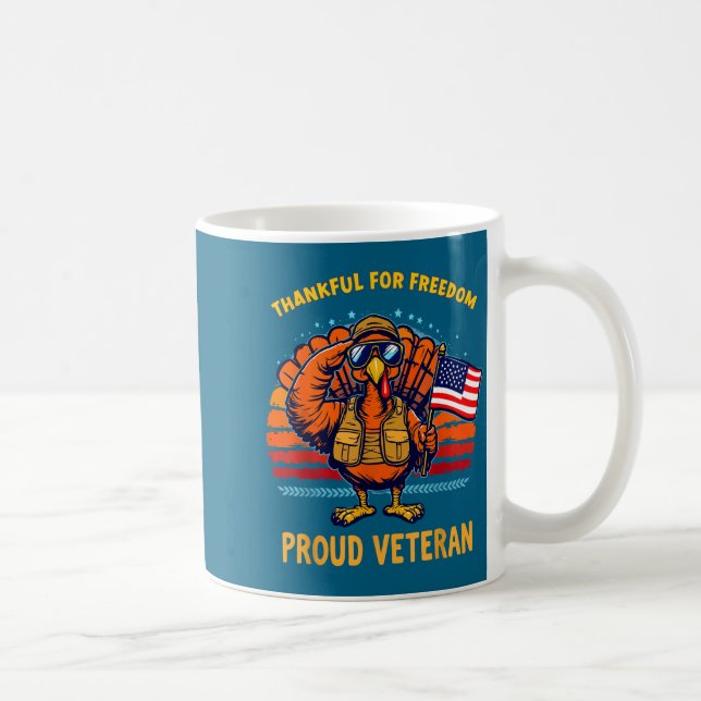 Thankful For Dom Proud Veteran Patriotic Thanksgiv Coffee Mug (Right)