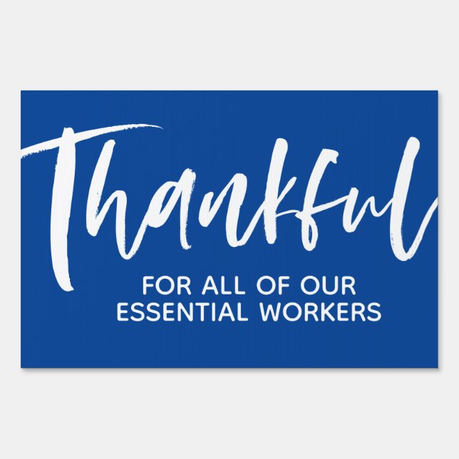 Thankful for essential workers yard sign (Back)