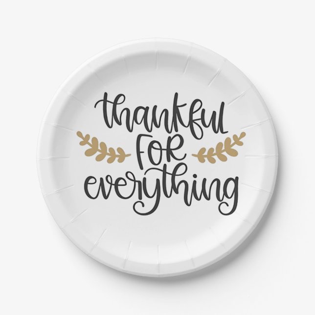 Thankful for Everything Thanksgiving Funny  Paper Plates (Front)