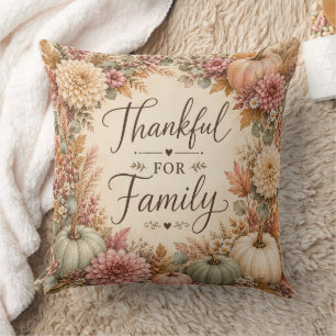 Thankful for Family Throw Pillow