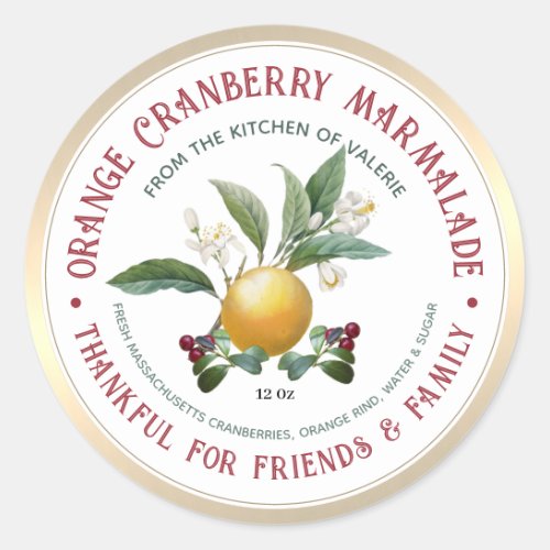Thankful for Friends  Family Cranberry Marmalade  Classic Round Sticker