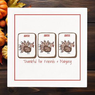 Thankful for Friends Friendsgiving Turkey Mahjong Napkins