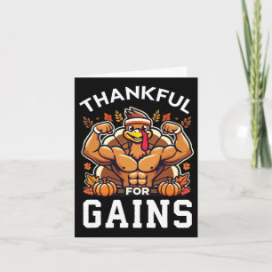 Thankful For Gains - Thanksgiving Funny Gym Workou Card