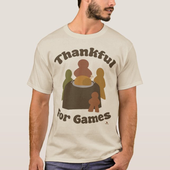 Thankful for Games Thanksgiving Boardgame Slogan T-Shirt (Front)