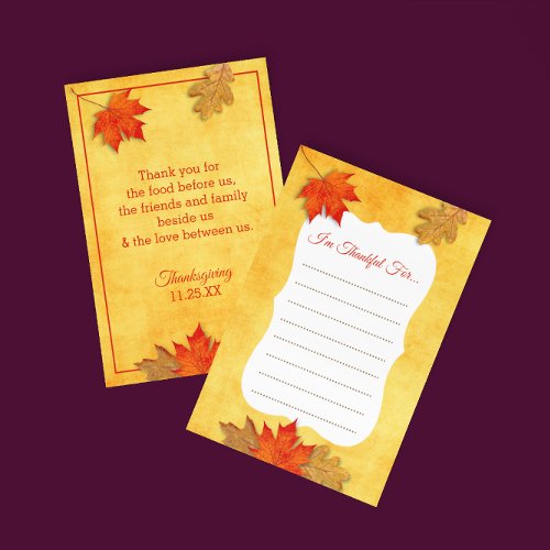 Thankful For Gold Thanksgiving Placecards RSVP Card