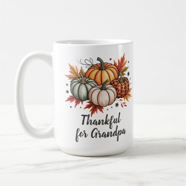 Thankful for Grandpa Thanksgiving Pumpkins  Coffee Mug (Left)